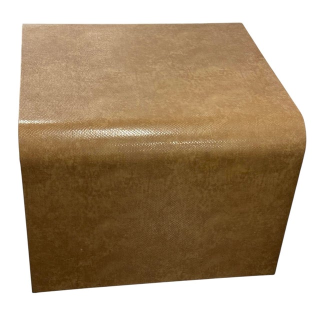 Karl Springer Mid 20th Century Large Snakeskin Occasional Waterfall Table in Tan For Sale - Image 4 of 9