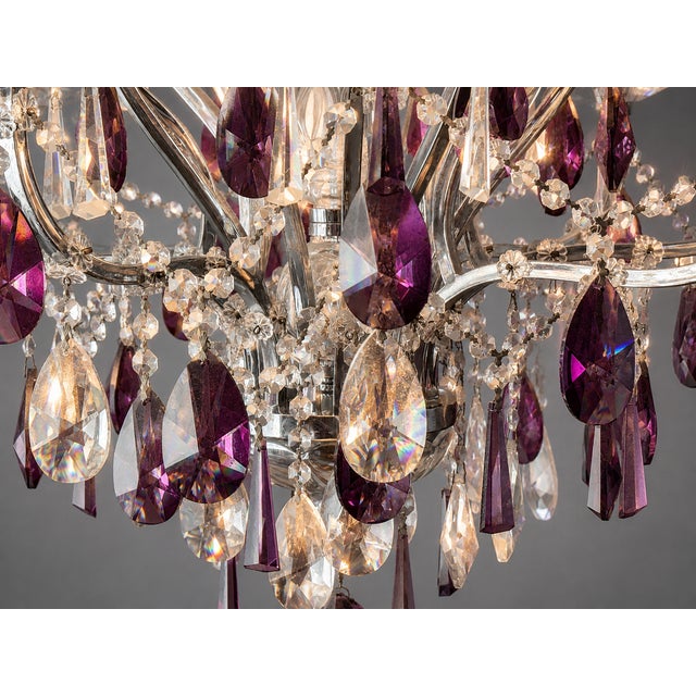 1990 Artisan Regency Purple Crystal Chandelier - 1 Pc For Sale - Image 10 of 17