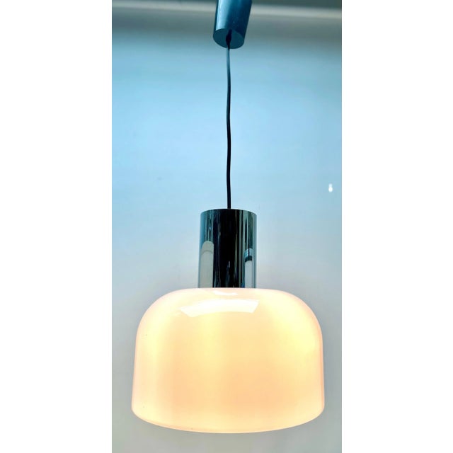 1960s Mid-Century Modern Blown Glass Pendant Suspension Fixture from Glashütte Limburg, 1965 For Sale - Image 5 of 11