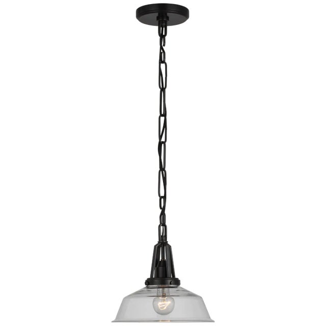 Chapman & Myers for Visual Comfort Signature Layton 10" Pendant in Bronze with Clear Glass For Sale