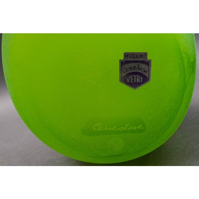 Glass Vintage Mid-Century Cenedese Signed Vetri Murano Italian Scavo Glass Vase For Sale - Image 7 of 8