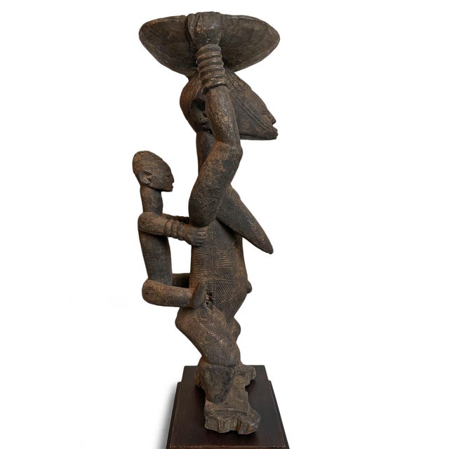 Tribal Antique Old Afo Maternity Figure W/Baby For Sale - Image 3 of 10