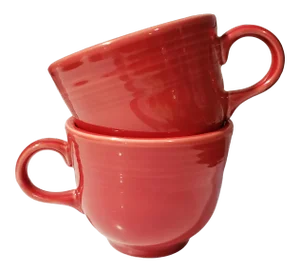 Vintage Fiesta Fiestaware Homer Laughlin Scarlet Red Tea Cups- Set of 2