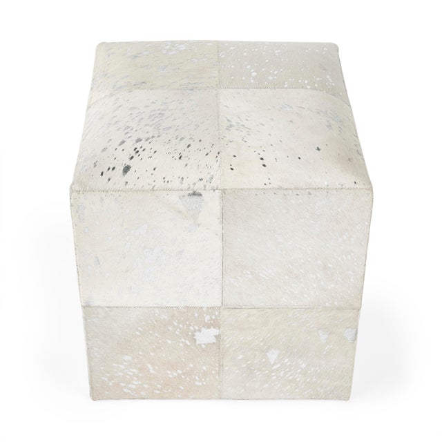 Victorian Hair on Hide with Silver Spots Cube Ottoman, Silver Moon For Sale In Chicago - Image 6 of 11