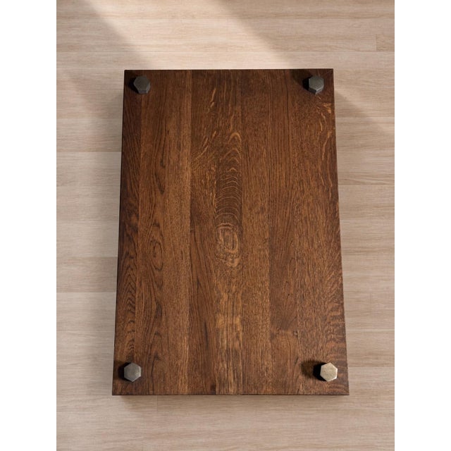 Industrial Solid Oak and Brass Turntable Console With Vinyl Storage For Sale - Image 4 of 6