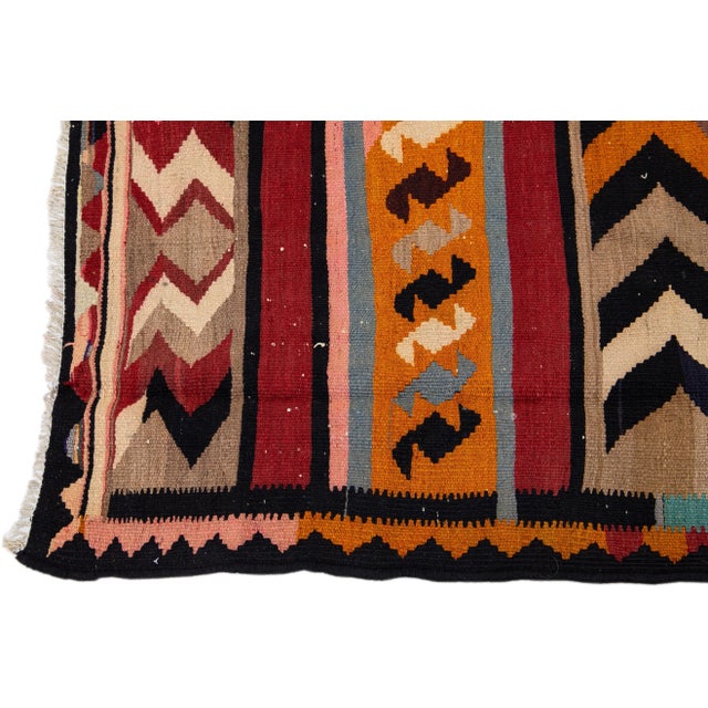 Mid-20th Century Turkish Kilim Multicolor Handmade Tribal Wool Rug For Sale - Image 4 of 10
