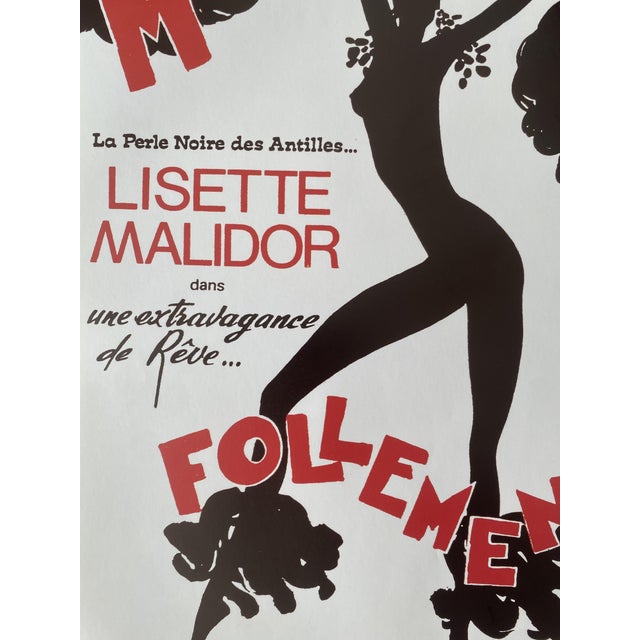Original Vintage Bal du Moulin Rouge Follement Poster Printed in Offset by René Gruau, 1980s For Sale - Image 4 of 12