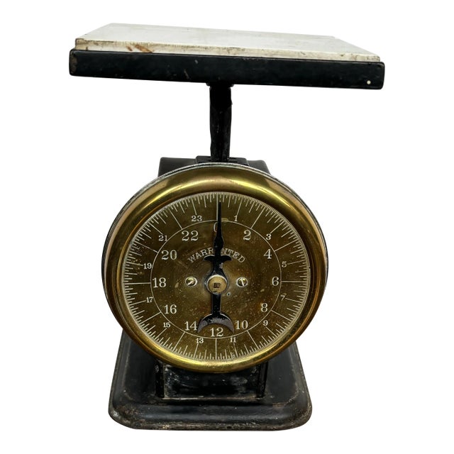Antique Scale With Brass Face Circa 1902 For Sale
