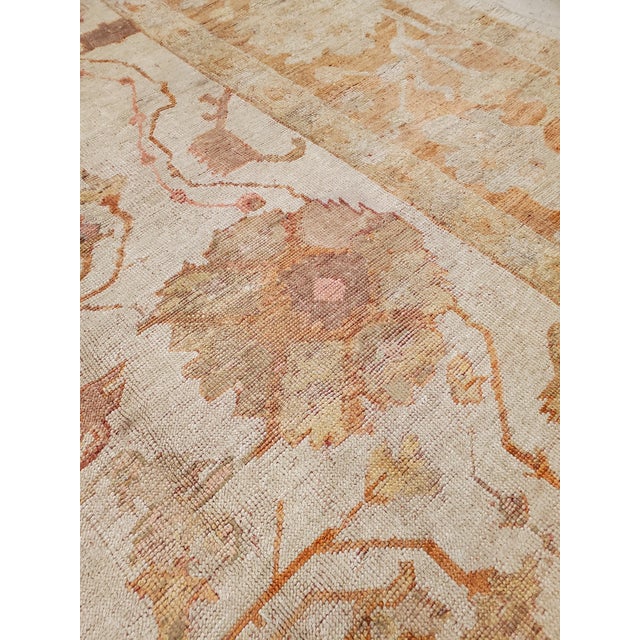 Brown Antique Turkish Oushak Carpet, Handmade Oriental Rug, Beige, Taupe, Shrimp Coral For Sale - Image 8 of 16