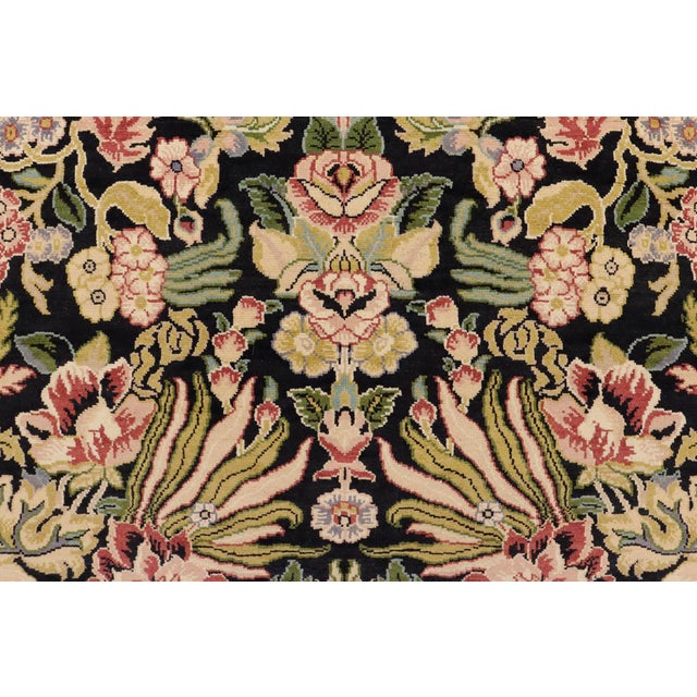 Art Nouveau 1990's Pak-Persian Black/Beige Wool Rug - 6'0'' X 9'2'' For Sale - Image 4 of 9