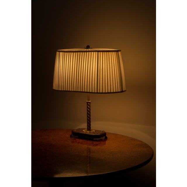 Swedish Marble and Brass Table Lamp, 1940s For Sale - Image 13 of 14