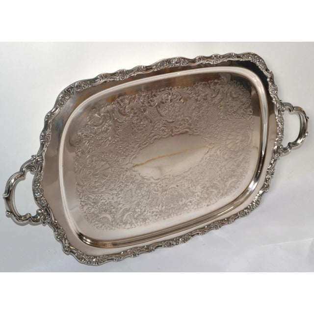 1930s 1930s Heavy Countess International Silver Company Crown Trade Mark Footed Serving Platter For Sale - Image 5 of 12