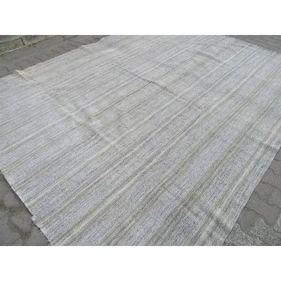Vintage Turkish Modern Striped Gray Kilim Rug- 9′7″ × 11′8″ For Sale - Image 9 of 10