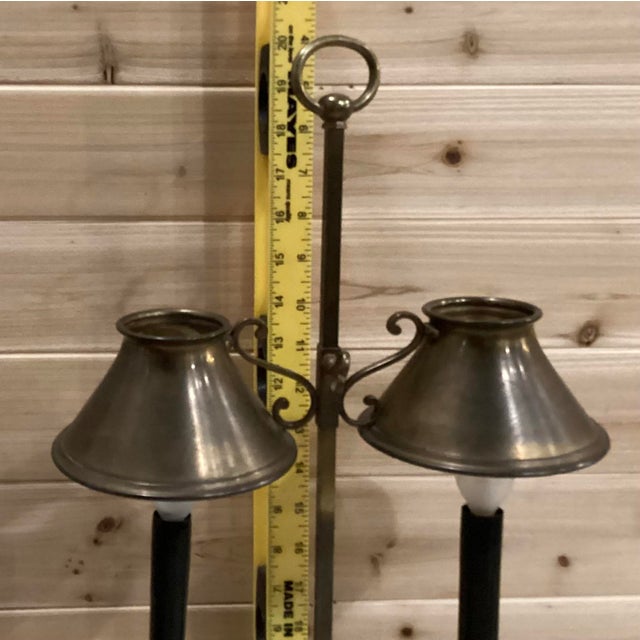 American Vintage Adjustable Double Arm Antique Brass Lamp For Sale - Image 3 of 3