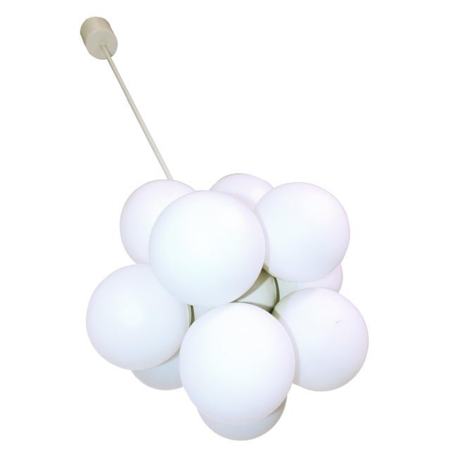 German Metal and Opaline Glass Atomic Chandelier from Kaiser Idell/Kaiser Leuchten, 1960s For Sale - Image 12 of 13