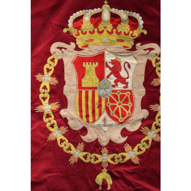 Monumental Spanish Royal Armorial Appliqué Textile With Order of the Golden Fleece, C. 1868, 78” × 70” For Sale - Image 9 of 9