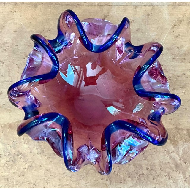 Murano Pink and Blue Glass Bowl For Sale - Image 11 of 18