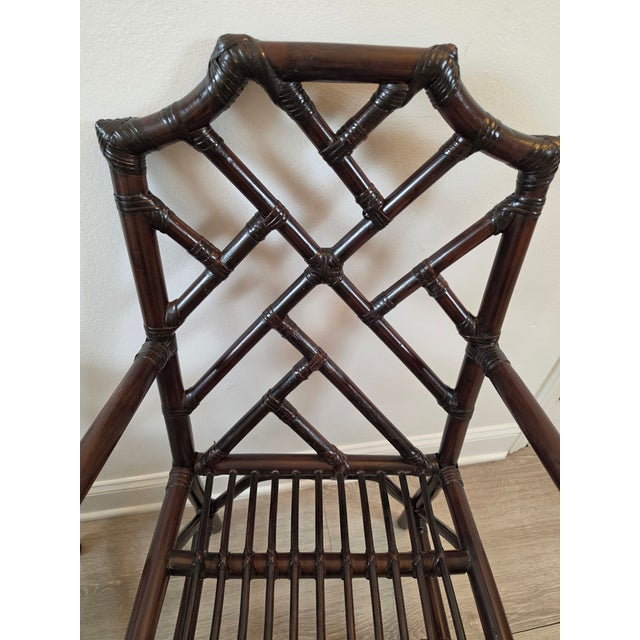 Vintage Chinese Chippendale Organic Bamboo Dining Armchairs - A Pair For Sale - Image 14 of 16
