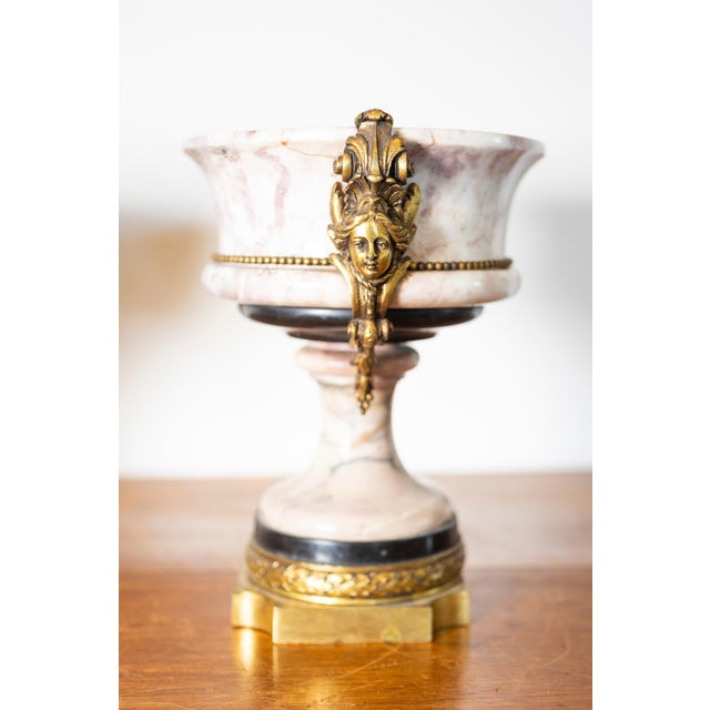Pair of 19th-Century French Neoclassical Marble and Gilt Bronze Urns For Sale - Image 10 of 12