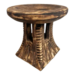 Vintage Bamileke Burn Pedestal Stool