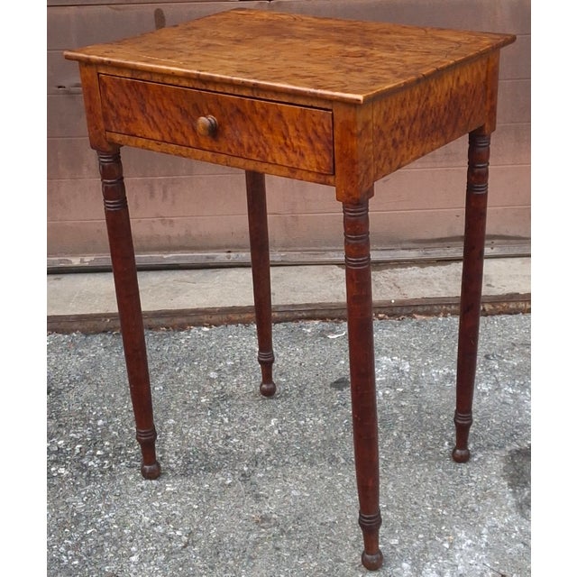 Wood Early 19th Century Late Federal Birdseye Maple Single Drawer Work Table For Sale - Image 7 of 15