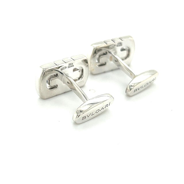Traditional 1990s Pair of Bulgari Bvlgari Estate Mens Cufflinks Sterling Silver For Sale - Image 3 of 7