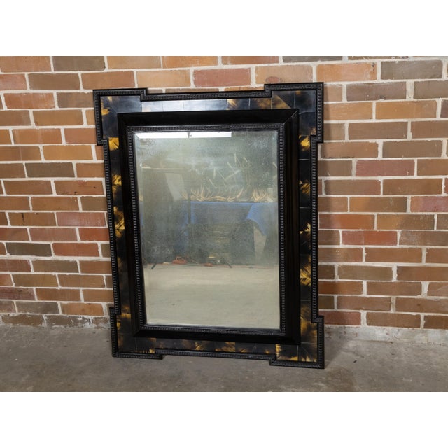 Dutch 19th Century Faux Tortoise Black and Amber Mirror with Carved Frame For Sale In Atlanta - Image 6 of 12