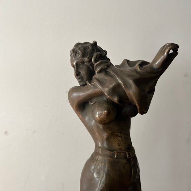 Tan 20th Century Bronze Figure of Lady by Italian Aldo Vitaleh For Sale - Image 8 of 11