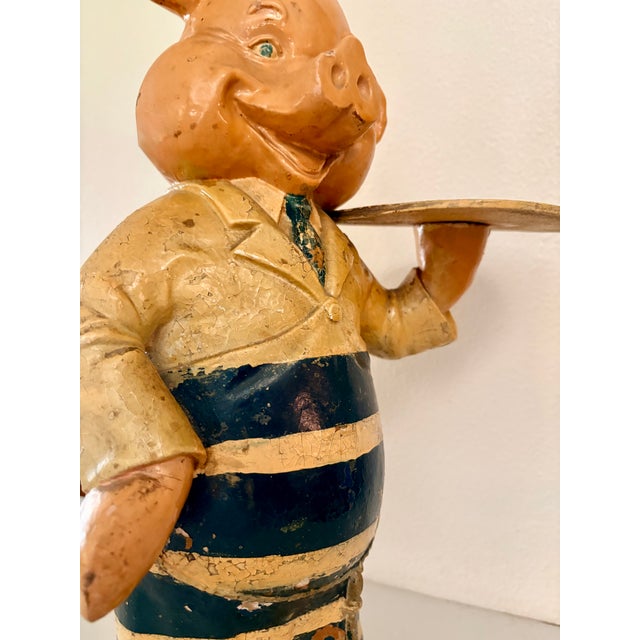 Sculpture Materials 1900 English Antique Butchery Pig Plaster Shop Display Figure For Sale - Image 7 of 13