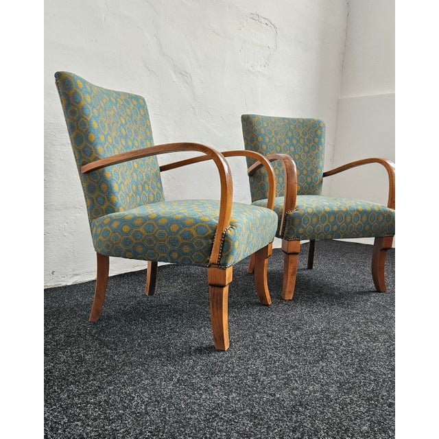 Spider Coffee Table and Hungarian Late Art Deco Armchairs by Jindrich Halabala, 1950s, Set of 3 For Sale - Image 4 of 17