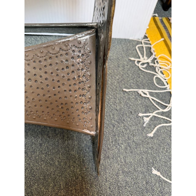 Silver Hand Hammered Tin Cheval Floor Mirror For Sale - Image 8 of 13