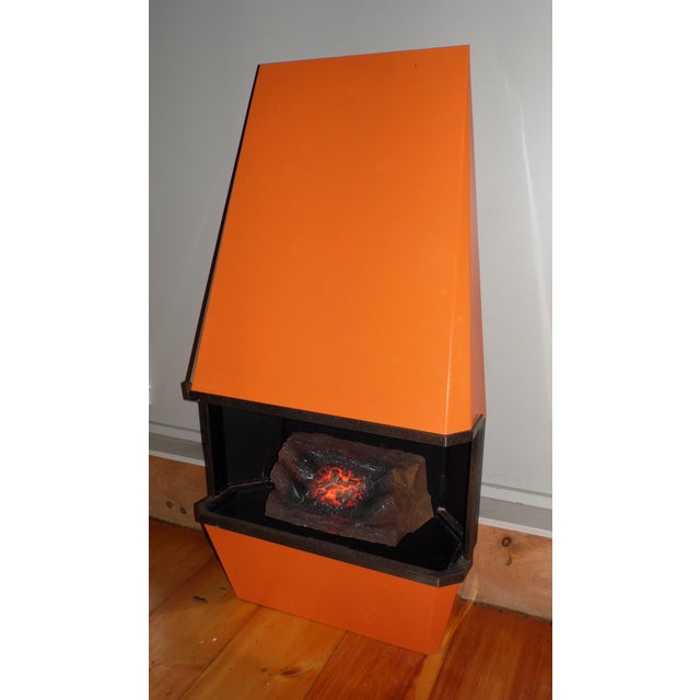 Vintage Mid Century Modern Sears Roebuck Electric Fireplace Space Heater Retro 1970´s Orange Hooded Electric Fireplace in...