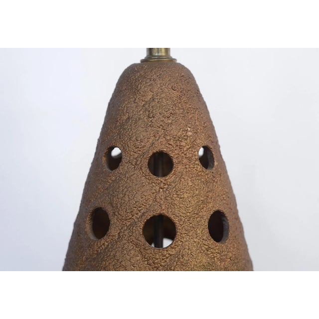 Metal Mid Century Brutalist Metallic Gold Textured Table Lamp For Sale - Image 7 of 10