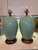 Vintage Crackle Celadon Porcelain Lamps With Brass Base & Silk Shades – A Pair For Sale In Miami - Image 6 of 16