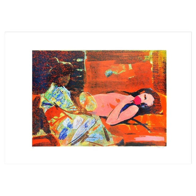 Siesta is an original print realized by the Italian artist Giuseppe Tampieri in 1988. Original mixed colored serigraph....