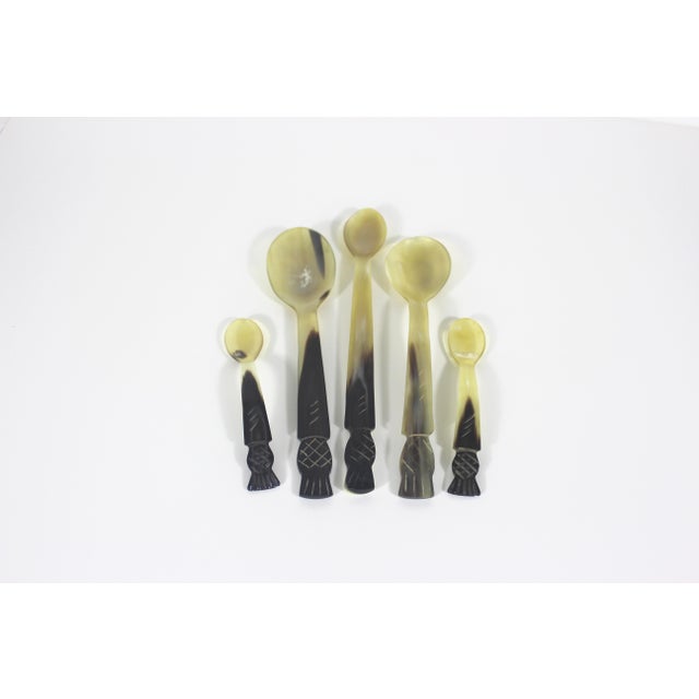 Vintage Carved Natural Horn Scottish Thistle or Pineapple Spoon A For Sale - Image 9 of 9