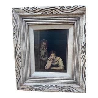 Vintage Mid 20th Century Reproduction of the 17th Century Masterpiece “Two Women at a Window” by Spanish Baroque Painter Bartolomé Esteban Murillo. For Sale