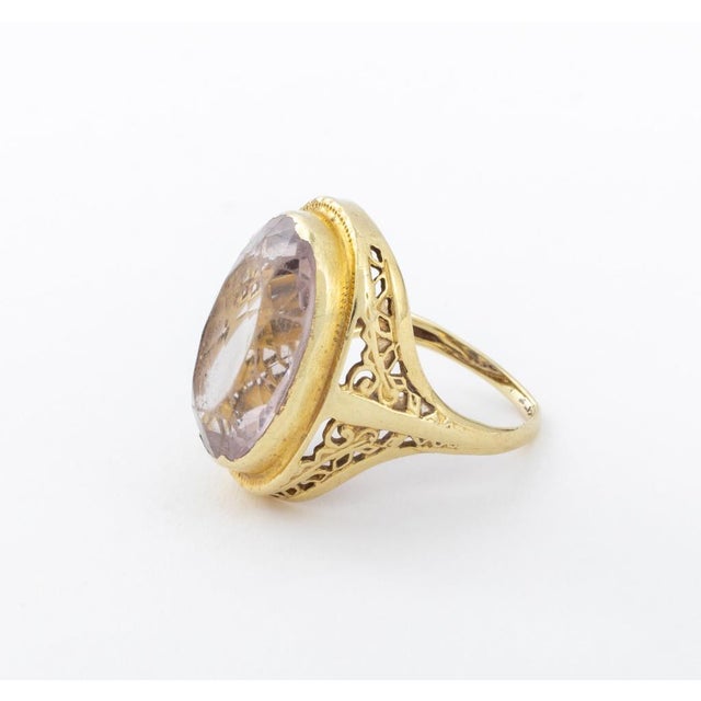 Art Deco 14k Yellow Gold & Amethyst Ring For Sale - Image 3 of 11