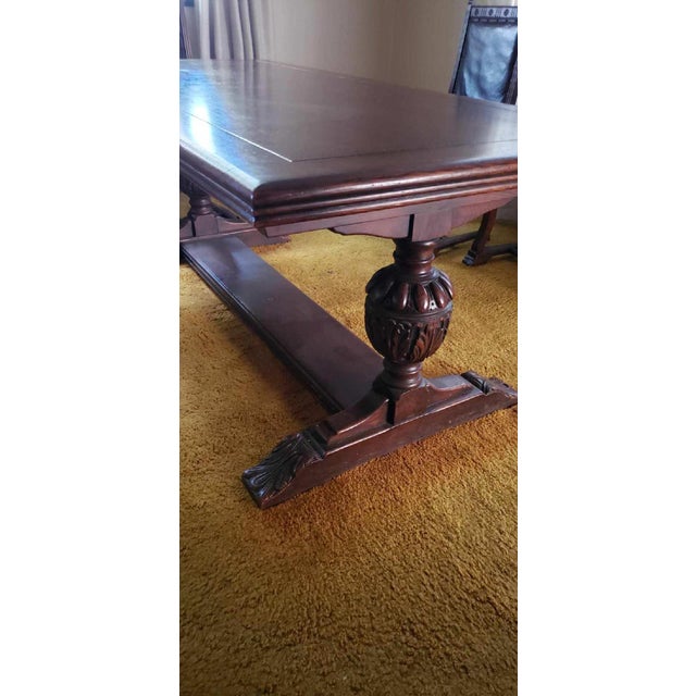 1930s Oak Dining Table With Chairs For Sale - Image 4 of 7