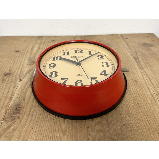 Vintage Red Seiko Navy Wall Clock, 1970s For Sale - Image 14 of 18