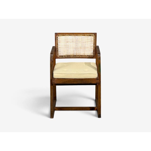 Pierre Jeanneret, 'Box' Armchair, Teak, Cane, Chandigarh, India, 1960s For Sale - Image 9 of 15
