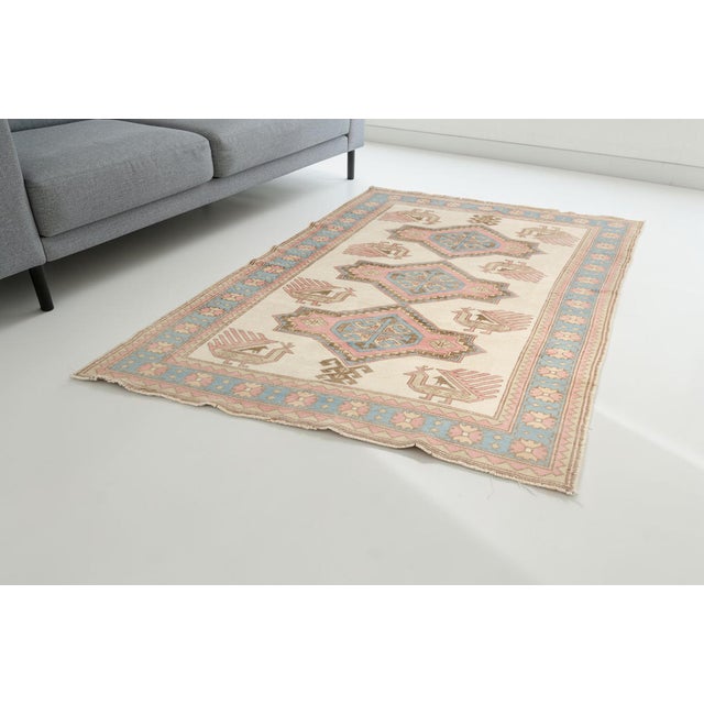 Turkish Vintage Turkish Area Rug, Hand-Knotted Wool, Whimsical Bird Motif For Sale - Image 3 of 10