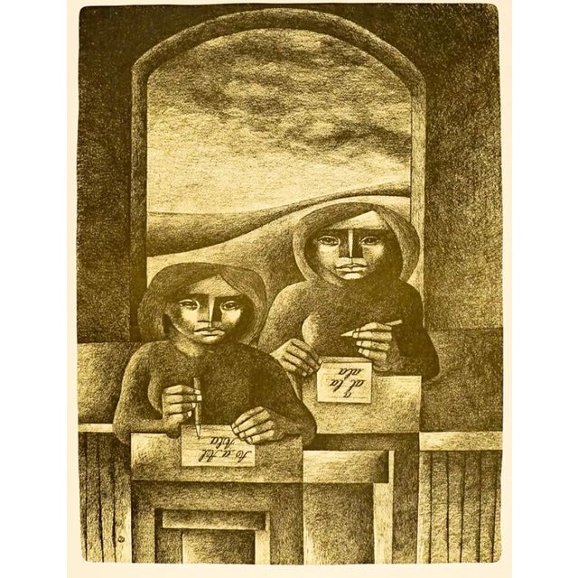 Jorge Dumas School Lithograph 1970s For Sale - Image 4 of 4