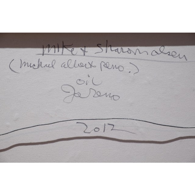 Green 2012 "Michael & Sharon: From a Dream" Expressionist Style Figurative Oil Painting by Joe Reno For Sale - Image 8 of 9