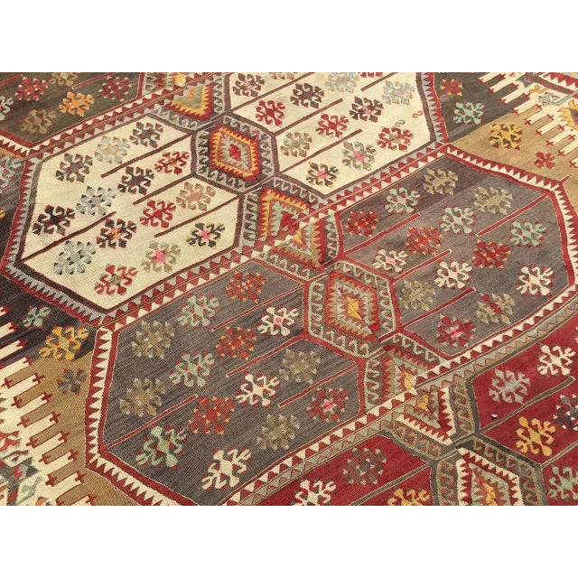Brown Oversized Vintage Turkish Kilim Rug - 75" X 180" For Sale - Image 8 of 11