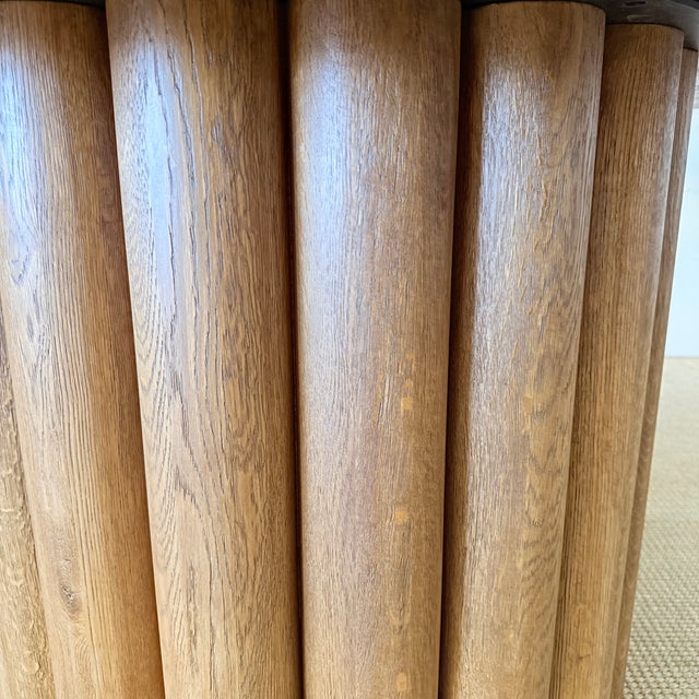 Camel Lavene Solid Oak Fluted Pedestal Dining Table – Montana Brown Finish 60" For Sale - Image 8 of 11