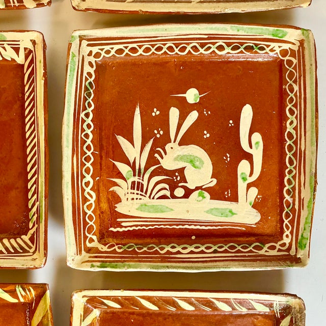 1950s Vintage Mexican Southwestern Folk Art Tlaquepaque Pottery Plates - Set of 9 For Sale - Image 12 of 14