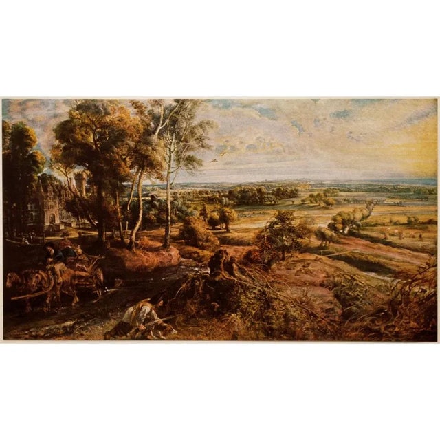 After Sir Peter P. Rubens "Landscape With Castle Steen", First Edition Cottage Style Lithograph For Sale - Image 9 of 9