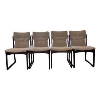 Set of Four Danish Modern Sculptural Rosewood Cantilever Dining Chairs, Denmark, C. 1970 For Sale