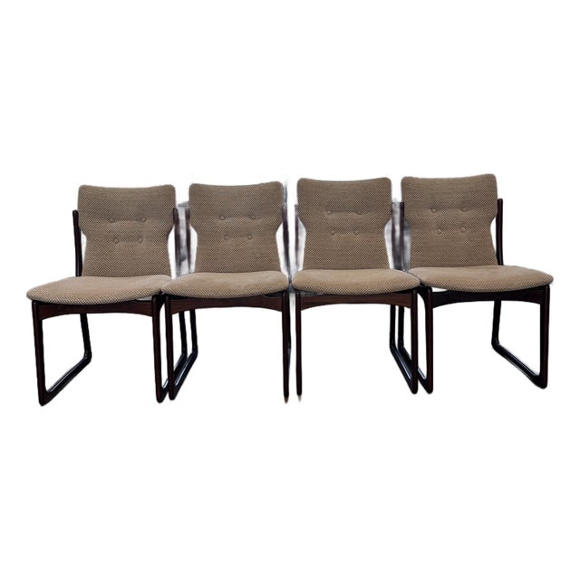 Set of Four Danish Modern Sculptural Rosewood Cantilever Dining Chairs, Denmark, C. 1970 For Sale